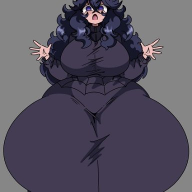 game freak, nintendo, pokemon, pokemon xy, hex maniac, inakotho, big breasts, bottom heavy, huge breasts, long hair, massive thighs, messy hair, pear shaped, purple hair, solo