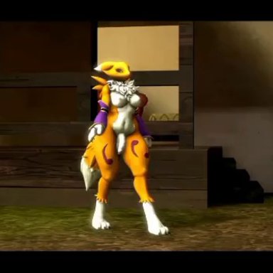 digimon, renamon, sumeriandragon, anal, anal licking, anal sex, anthro, blowjob, consensual, female, feral, feral penetrated, futa on female, futa on feral, futa on horse