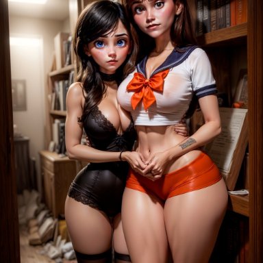 patreon, pixar, the incredibles, helen parr, violet parr, eugeneric, eugenericai, stable diffusion, female, long hair, looking at viewer, seductive, sensitive, solo, 2:3