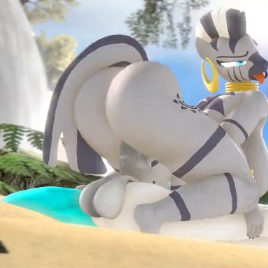 my little pony, oc, zecora (mlp), realvinyl, 1boy, 1girls, amazon position, anthro, ass, balls, big breasts, big penis, breasts, cock, female