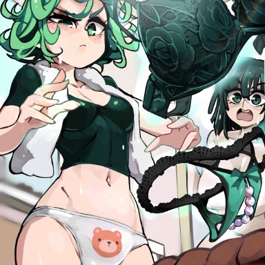 one-punch man, fubuki (one-punch man), tatsumaki, bongfillstudent, 2girls, bongf art, breasts, female, female only, open mouth, 2d, tagme