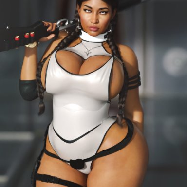 call of duty, nicki minaj, rude frog, 1girls, breasts, dark skin, dark-skinned female, female, female only, large breasts, solo, thighs, voluptuous, wide hips, 3d