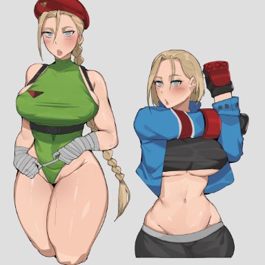 capcom, street fighter, street fighter 6, cammy white, bobtheneet, 1girls, blonde hair, blue eyes, boob, breasts, cameltoe, cameltoe spandex, crop top, female, female only