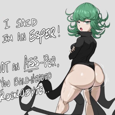 one-punch man, tatsumaki, pseudocel, 1girls, ass, ass focus, back, back view, behind, behind view, big ass, big butt, blush, fat ass, female