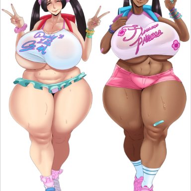 bleach, one piece, shounen jump, weekly shonen jump, nico robin, unohana retsu, unohana yachiru, deedee89, sunnysundown, 2females, 2girls, backpack, big breasts, big hips, bimbo