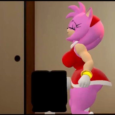 sega, sonic (series), amy rose, lewdgear, macstarva, thekaimaster07, ahe gao, anthro, ass, big breasts, big penis, big testicles, boots, bracelets, breasts