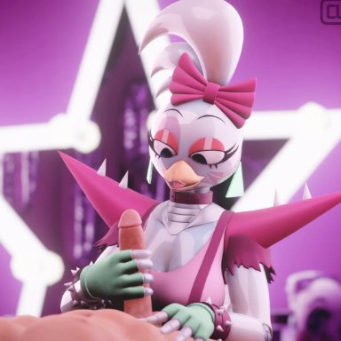 five nights at freddy's, glamrock chica (fnaf), skyrikea, blue eyes, clothed female nude male, furry, handjob, nude male, tongue out, 3d, animated, sound, tagme, video