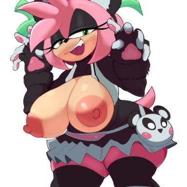 sonic (series), sonic forces speed battle, sonic the hedgehog (series), amy rose, kappa spark, 1girls, big boobs, big breasts, boobs, breasts, clothing, female, female only, large breasts, panda ears