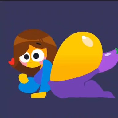 brown hair emoji, emoji (race), jjoyplus, pinkanimations, spiderboyreal, anthro, blue shirt, brown hair, eggplant, eggplant emoji, emoji, moaning, purple pants, animated, mp4