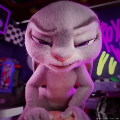 disney, zootopia, judy hopps, itomic, oatmealpecheneg, anthro, anthro penetrated, athletic female, audible creampie, balls deep, bedroom eyes, body part in pussy, cowgirl position, cum request, dirty talk