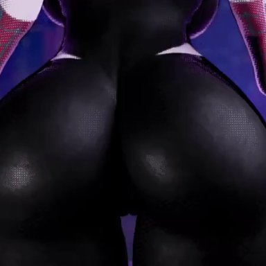 marvel, spider-man (series), gwen stacy, spider-gwen, wotm8h8, 1girls, ass cleavage, ass focus, big ass, clothed, female, large ass, shaking ass, shaking butt, thick ass