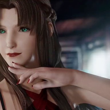 final fantasy, final fantasy vii remake, ifalna, bulgingsenpai, brown hair, deep penetration, deep throat, deepthroat, facial, licking penis, light-skinned female, light-skinned male, necklace, nsfw, partially clothed
