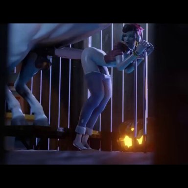 overwatch, cruiser d.va, d.va, louismontanax, animal penis, doggy style, equine penis, horse, horsecock, side view, stomach bulge, zoophilia, 3d, animated, mp4
