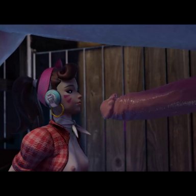 overwatch, cruiser d.va, d.va, louismontanax, animal penis, blowjob, horny, horse, just the tip, smaller female, zoophilia, 3d, animated, mp4, no sound