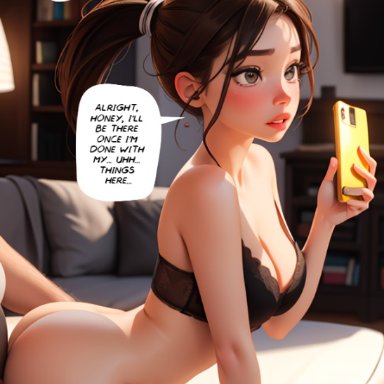 original, original character, stable diffusion, taliredmint, cellphone, cheating, cheating female, cheating girlfriend, cheating wife, cum in pussy, cum inside, doggy style, from behind, netorare, ntr