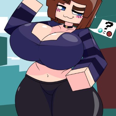 minecraft, jenny belle, slipperyt, big breasts, flower in hair, tagme