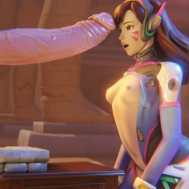 overwatch, d.va, louismontanax, big penis, horse, horsecock, looking at partner, looking pleasured, love, lovers, small breasts, smaller female, zoophilia, image