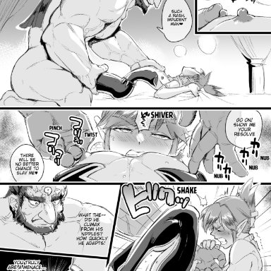 tears of the kingdom, the legend of zelda, ganondorf, link, link (tears of the kingdom), kirsi engine, kirushi, 2boys, chastity cage, femboy, gay, gay domination, muscular, muscular male, trap