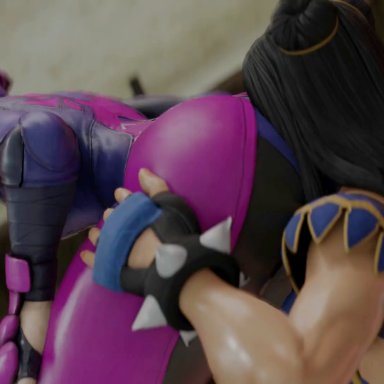 capcom, street fighter, street fighter v, chun-li, juri han, kishi, 2girls, alternate costume, anilingus through clothes, ass on face, ass sniffing, big ass, facesitting, female, female only