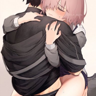 fate (series), fate/grand order, type-moon, fujimaru ritsuka (male), gudao, mash kyrielight, shielder (fate/grand order), kaita (mokamilkcup), 1boy, 1boy1girl, 1girls, aroused, closed eyes, clothed, clothed sex