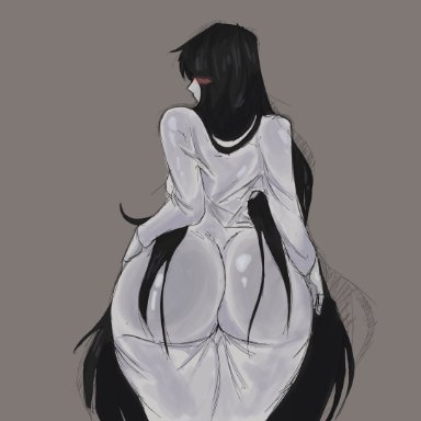 the ring, yamamura sadako, crowsdomeart, big ass, big butt, black hair, blush lines, bubble butt, child bearing hips, curvy, curvy female, curvy figure, dat ass, dumptruck ass, fat ass