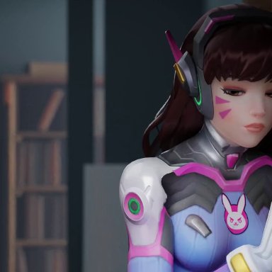 overwatch, angela ziegler, d.va, hana song, mercy, aphy3d, pixiewillow, alternate costume, big penis, blonde, blonde hair, blowjob, blue eyes, clothed female nude male, cum