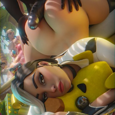 fortnite, fortnite: battle royale, street fighter, antonia (fortnite), chun-li, opal (fortnite), goodgameporn1, beach, big areola, big ass, big balls, big breasts, big butt, big muscles, big nipples