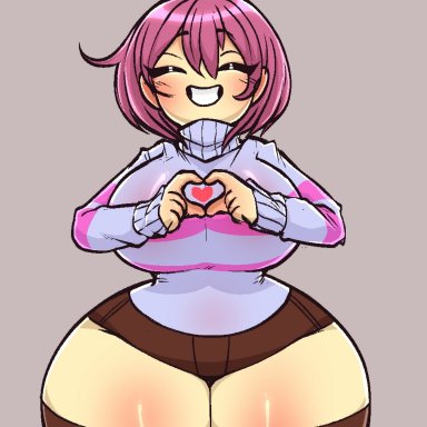 undertale, undertale (series), female frisk, frisk, pinkbobatoo, stereodaddy, breasts, thighs, tagme