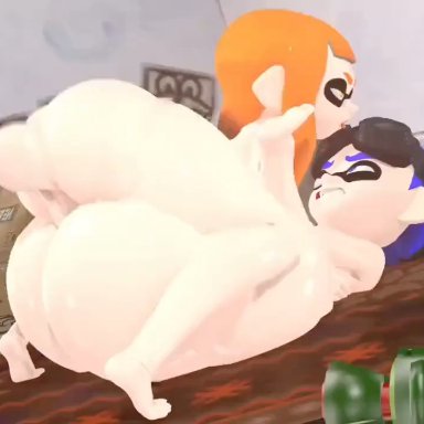 source filmmaker, splatoon, inkling, inkling boy, inkling girl, leviantan581re, 1boy, 1futa, anal, anal sex, ass, balls, big ass, big butt, butt