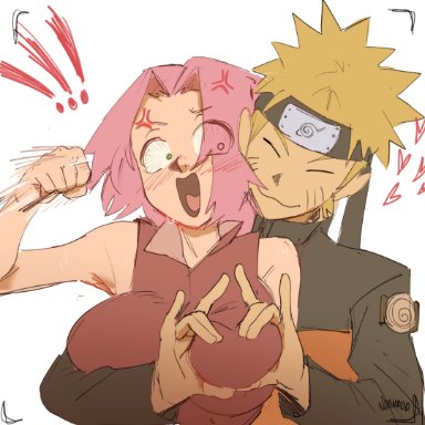 naruto, naruto (series), naruto shippuden, shounen jump, haruno sakura, naruto uzumaki, sakura haruno, uzumaki naruto, haruno, nhomadd, :3, !!!, 1boy, 1girls, angry