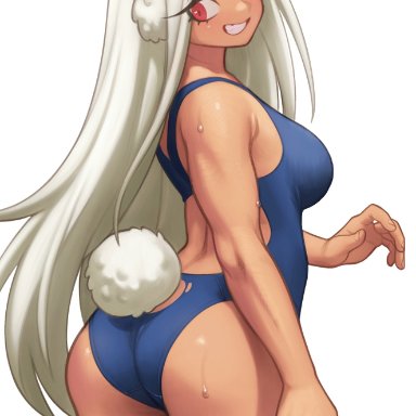 my hero academia, miruko, rumi usagiyama, lentiyay, 1girls, ass, bunny ears, bunny girl, bunny tail, dark skin, dark-skinned female, eyelashes, female, female only, holding scissors