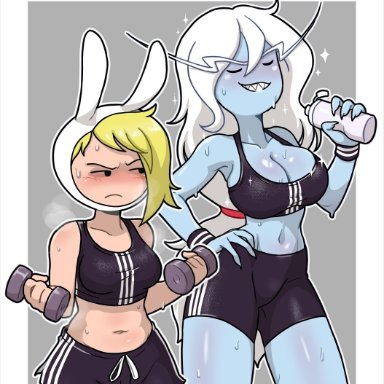 adventure time, fionna the human girl, ice queen, centinel303, 2girls, alternate costume, breasts, female, female only, tagme