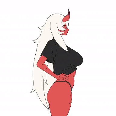 vyugen, akumi, female, oni, oni horns, red skin, scars, white hair, yellow eyes, animated, mp4, no sound, tagme, video