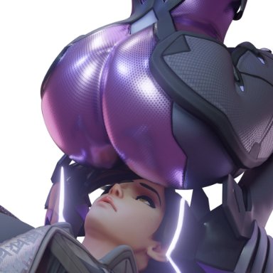 blizzard entertainment, overwatch, overwatch 2, tracer, widowmaker, kaylzara, 2girls, ass, ass focus, clothed, enormous ass, huge ass, huge butt, imminent facesitting, large butt