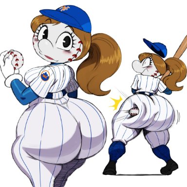 mrs. met, sssonic2, baseball, baseball bat, brown eyes, huge ass, mascot, mrs.mets, ponytail, tagme