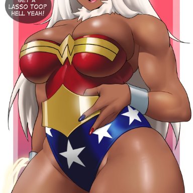 dc, dc comics, my hero academia, wonder woman (series), miruko, rumi usagiyama, wonder woman (cosplay), echosaber, 1female, 1girls, big breasts, breasts, bunny ears, female, leotard