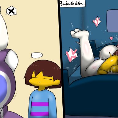 undertale, undertale (series), frisk, toriel, enigi09, age difference, big breasts, bigger female, broken, legs up, mating press, questionable consent, rape, size difference, smaller male