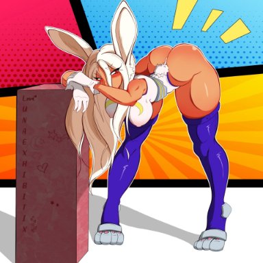 boku no hero academia, my hero academia, miruko, rumi usagiyama, usagiyama rumi, lunaexhabbitix, 1girls, ass, ass up, blush, breasts, bunny ears, bunny girl, bunny tail, clothed