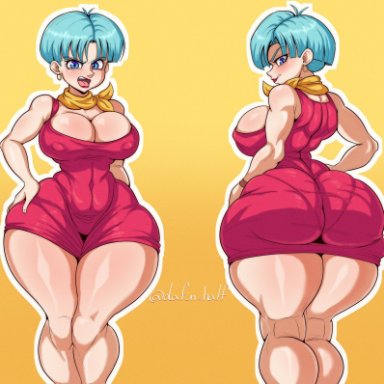 dragon ball, dragon ball z, bulma briefs, daf n half, 1girls, ass, big ass, big breasts, big butt, breasts, bubble ass, bubble butt, dress, dumptruck ass, dumptruck butt