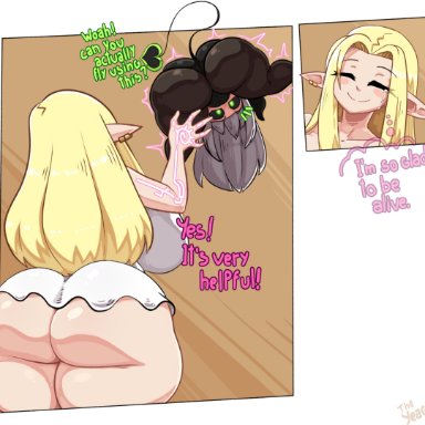 original, levi (the yeager), original character, the yeager, 1boy, 1futa, ass, ass focus, belly, black hair, blonde hair, bottom heavy, bottomless, brown hair, clothed