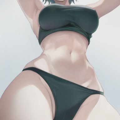 chainsaw man, mappa, himeno (chainsaw man), doujintraya, 1girls, abs, ass, ass focus, ass visible through thighs, big ass, big breasts, breasts, cameltoe, eyepatch, female