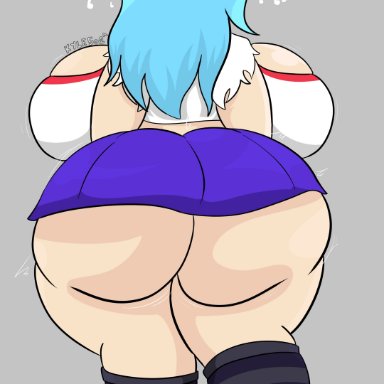 friday night funkin, friday night funkin mod, sky (friday night funkin), skyblue, skyblue (friday night funkin), kyle5021, ass, backboob, big ass, big breasts, blue hair, clothed, female, female only, fully clothed