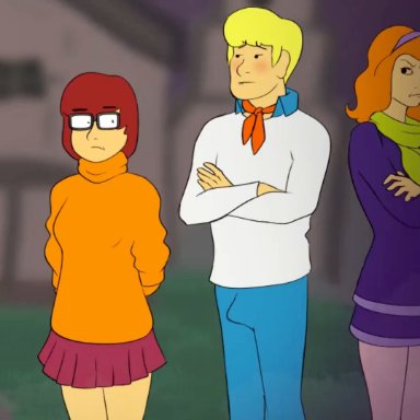 scooby-doo, daphne blake, fred jones, scooby-doo (character), shaggy rogers, velma dinkley, aromatic hyena, anal, anal penetration, anal sex, anthro, anthro penetrated, anthrofied, cum, cum in ass