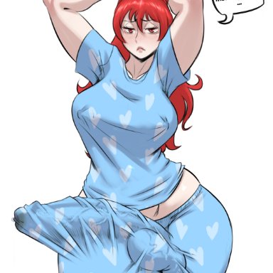 original, original character, dittochad, 1futa, balls, big balls, big breasts, breasts, erect penis, erection, erection under clothes, futa only, futanari, hips, large penis