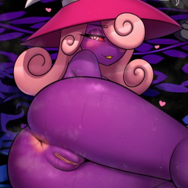 mario (series), nintendo, paper mario, shadow siren, vivian (paper mario), whisperfoot, :3, 1girls, anus, bedroom eyes, big ass, blush, female, female only, hat