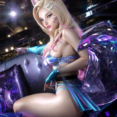 k/da all out series, league of legends, ahri, k/da all out ahri, sevenbees, ass, big ass, big breasts, blonde hair, blue eyes, fox, fox ears, fox girl, fox tail, kitsune