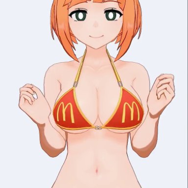 mcdonald's, anna anon, yuukis, big breasts, breasts, dancing, looking at viewer, milf, mother, swimsuit, swinging breasts, 3d, animated, tagme, video