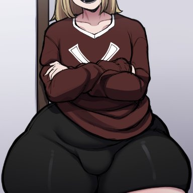 original, chester hall, oc, original character, blackwhiplash, 1boy, big ass, big balls, big butt, big thighs, black eyes, blonde hair, blonde hair male, booty, booty shorts