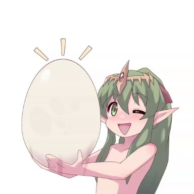 fire emblem, nintendo, tiki (fire emblem), tiki (young) (fire emblem), artist request, 1girls, big belly, birth, egg, egg laying, elf, female, female only, happy, labor