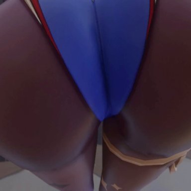 genshin impact, mona (genshin impact), kishi, ass, ass focus, ass shake, elbow gloves, female, from behind, gloves, hair ornament, hair ribbon, hat, huge ass, jiggle